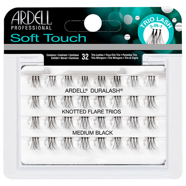 Ресницы пучковые "DURALASH SOFT TOUCH TRIOS" с заострёнными кончиками, три пучка в связке, с узелками, черные (средние).