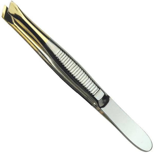 Kiepe Tweezers Gilded Tip - пинцет скошенный средний c позолоченными кончиками.