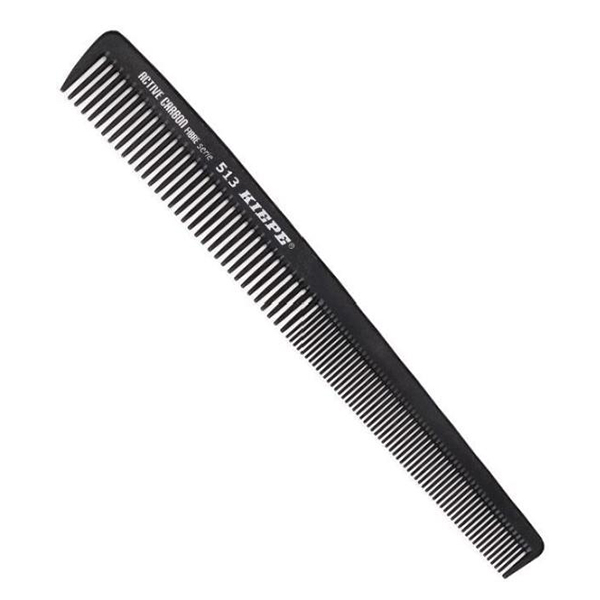 Kiepe Professional Comb Active Carbon Fibre 180 X 22 - расчёска карбоновая, классическая комбинированная для затылочных и височных зон, с антибактериальным покрытием.