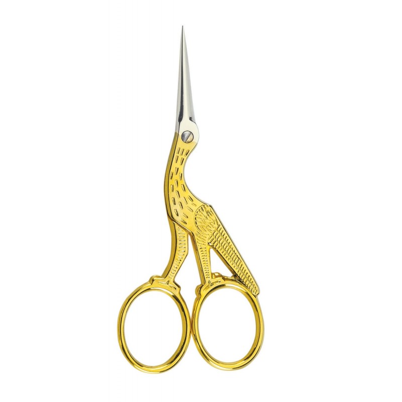 Kiepe Cuticle Embreoidery Scissors Gold - ножницы для ногтей в форме цапли, с узким изогнутым прямым концом, 3,5.