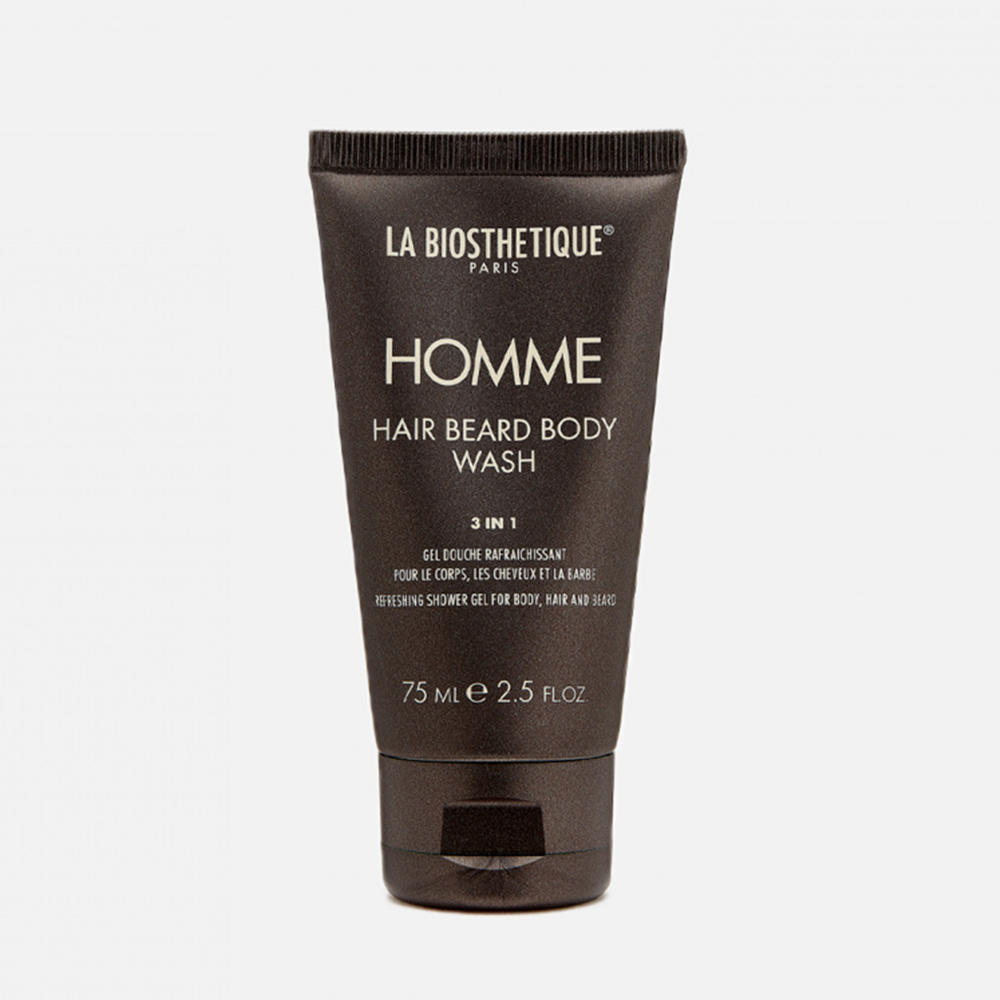 La Biosthetique Homme Hair Beard Body Wash - освежающий гель для тела, волос и бороды, 75 мл.