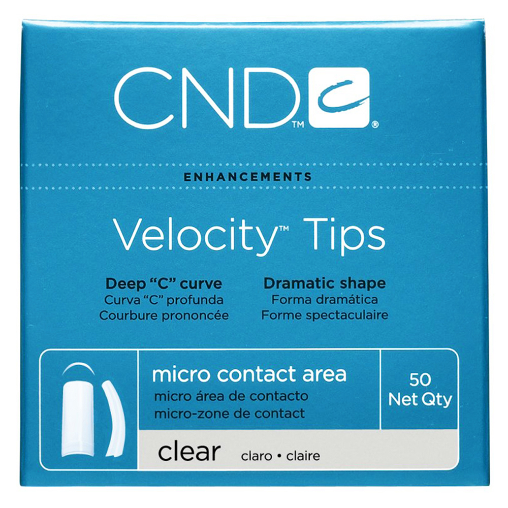 "VELOCITY CLEAR TIPS №2" - Типсы с глубоким "С" изгибом и укороченной  контактной зоной, прозрачные, №2, 50шт.