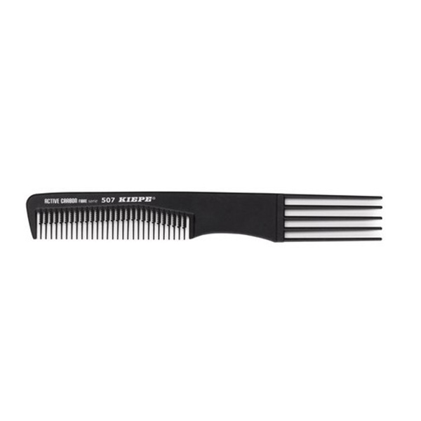 Kiepe Professional Comb Active Carbon Fibre 195 X 27 - Расчёска карбоновая, для начеса с пластмассовой вилкой, с антибактериальным покрытием.