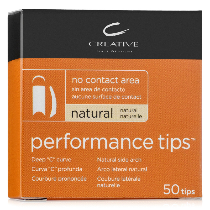 "PERFORMANCE TIPS №7" - Типсы без контактной зоны, не требующие длительного подпиливания, натурального цвета, №7, 50шт.