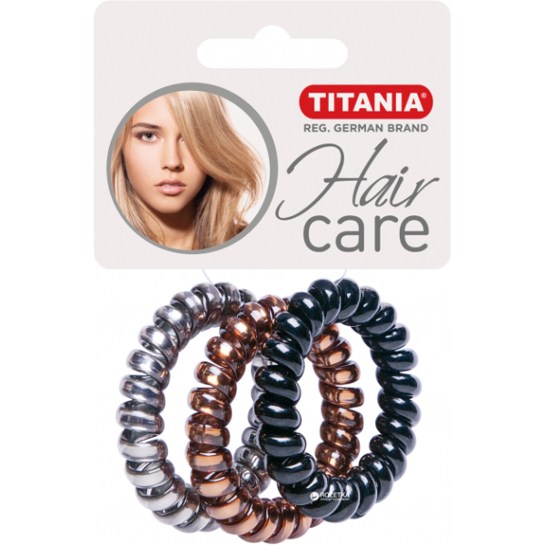 ELASTICS "ANTI-ZIEP", METALLIC GLITTER, DARK, SILVER, BRONCE, BLACK, DIAM. APPROX. 5 CM - Резинка для волос, спиральная, ассорти