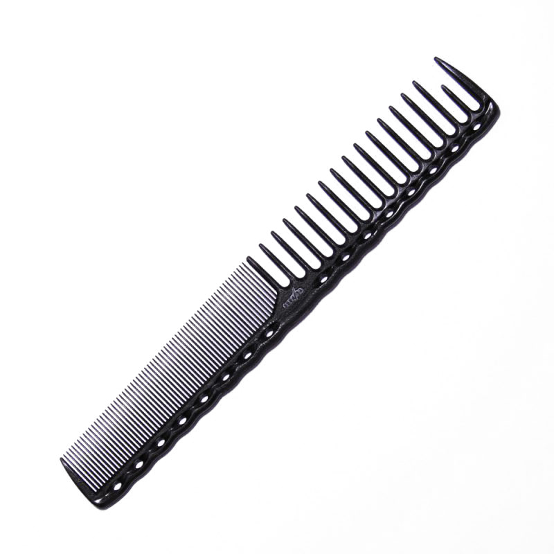 Расческа для стрижки, комбинированная, пластиковая с примесью карбона, длина 185мм, черный карбон.