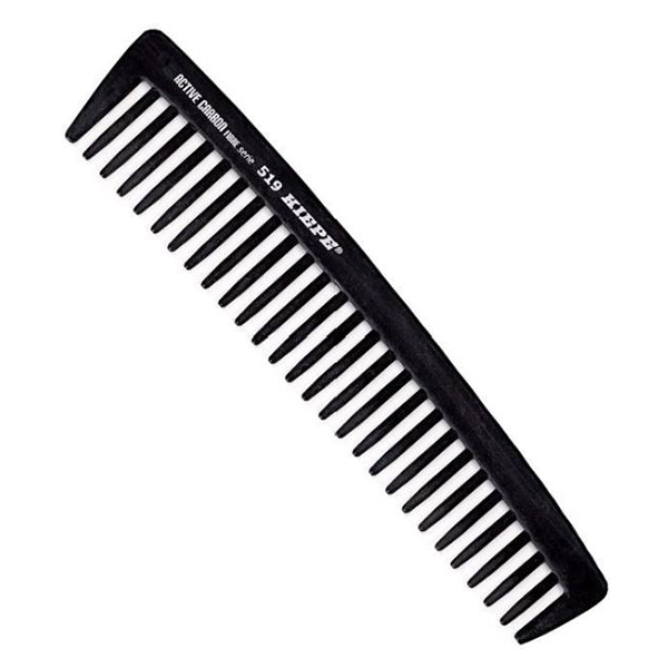 Kiepe Professional Comb Active Carbon Fibre 185 X 38 - расчёска "KIEPE ACTIVE CARBON 519" карбоновая, для прочесывания длинных волос, с антибактериальным покрытием.