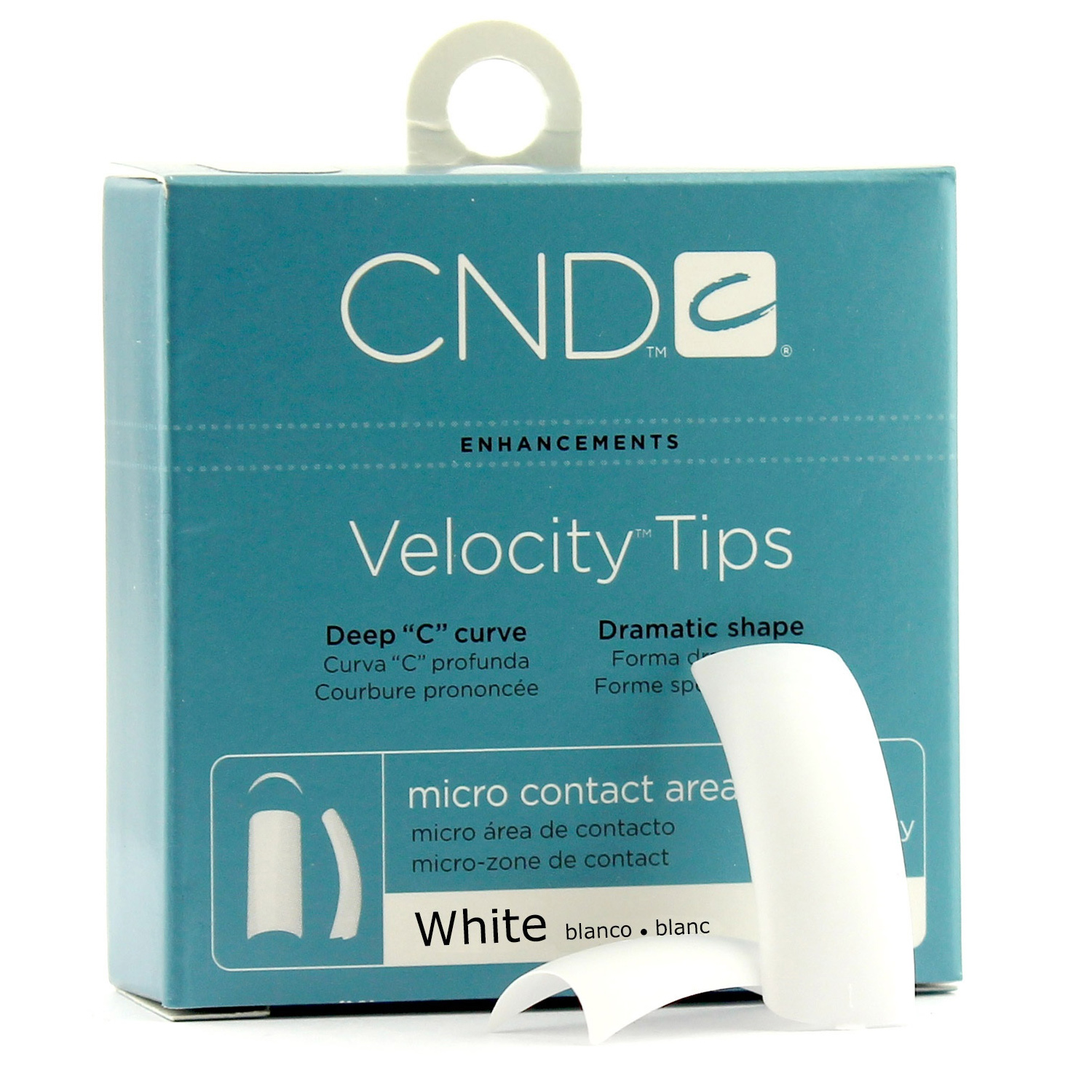 "VELOCITY WHITE TIPS №5" - Типсы с глубоким "С" изгибом и укороченной контактной зоной, белые, №6, 50шт.